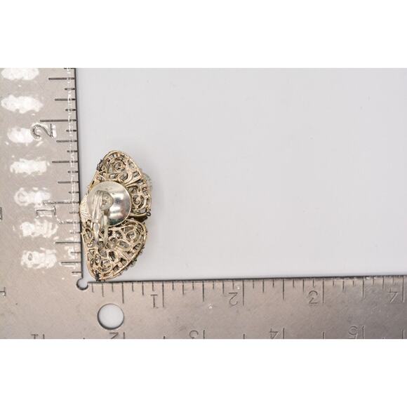 Vintage Clip Earrings Rhinestone Crystal AB Cluster Pearl Chunky 1980s BinAK - Picture 12 of 12